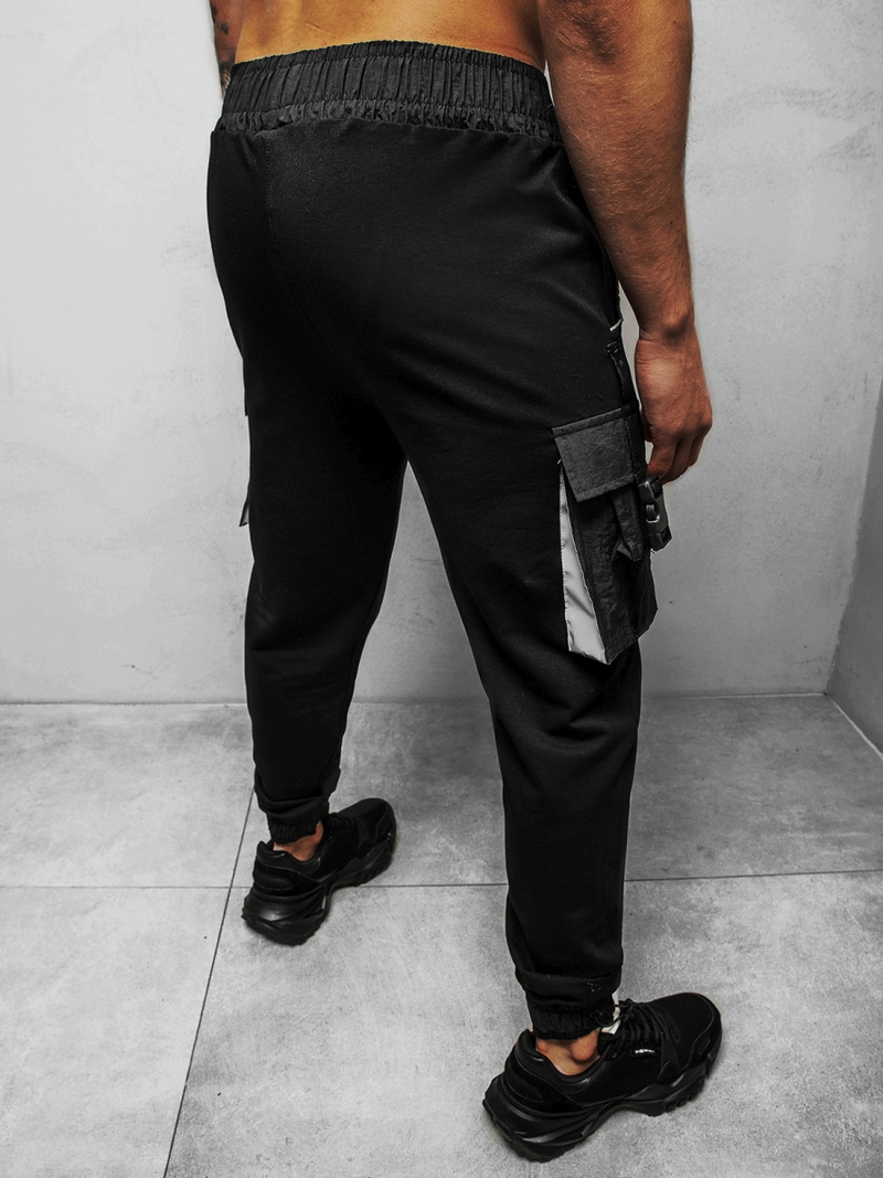Spodnie męskie chino jogger materiałowe czarne b/21203004