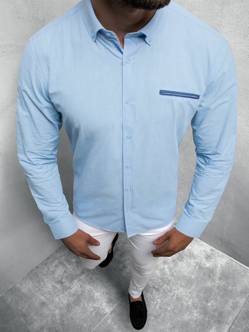 OZONEE O/3015Z сорочка чоловіча Яскраво-Синя