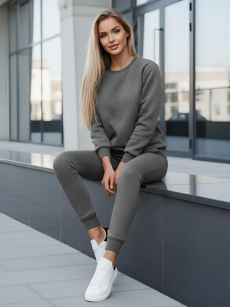 Komplet dresowy dwuczęściowy damski grafitowy OZONEE JS/CKW01