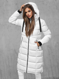 Kurtka zimowa damska długa pikowana biała OZONEE JS/M736/281