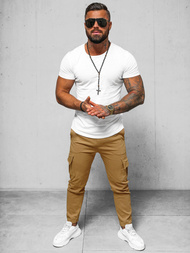 Spodnie męskie chino joggery camelowe OZONEE O/1404SP