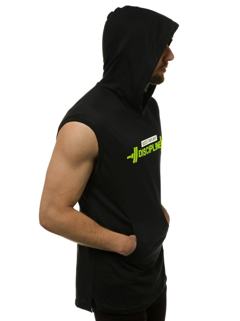 T-Shirt bez rękawów męski czarno-żółty OZONEE MACH/M1211