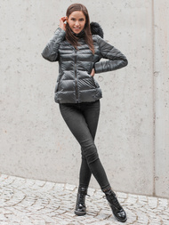 Kurtka zimowa damska z futerkiem srebrna OZONEE O/DK030/45Z