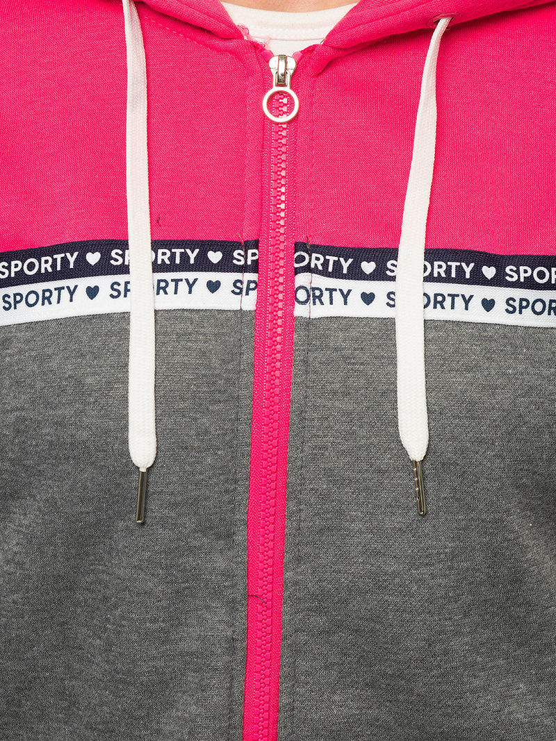 Bluza z kapturem rozpinana damska różowo-szara OZONEE JS/B26044