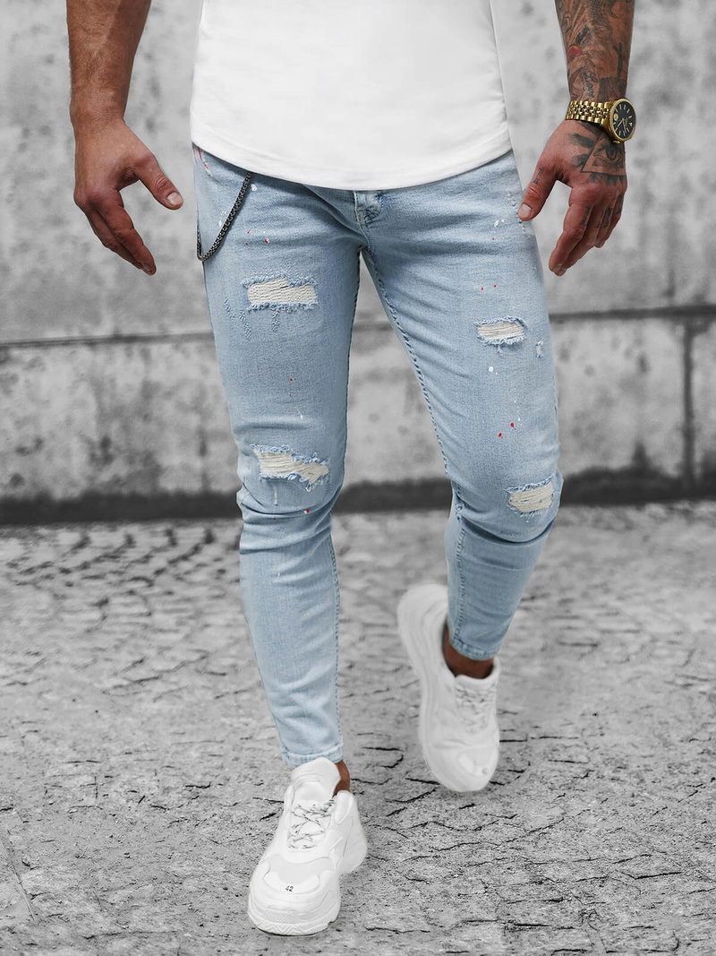 Spodnie jeansowe męskie niebieskie OZONEE O/293