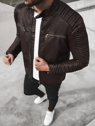 Куртка шкіряна чоловіча Темно-Коричнева OZONEE YD/BF5920107Z