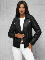 Kurtka skórzana damska ramoneska czarna OZONEE JS/11Z8097Z