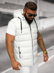 Kamizelka męska pikowana z kapturem biała OZONEE JS/57M7507/281