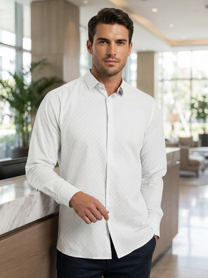 Koszula męska elegancka biała OZONEE V/V185Z