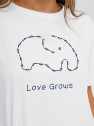 T-shirt damski z nadrukiem biało-niebieski OZONEE JS/RJ77247