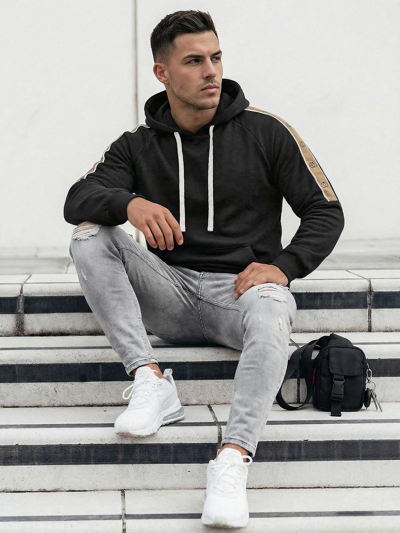 Bluza z kapturem męska czarna OZONEE JS/8B1730/3Z