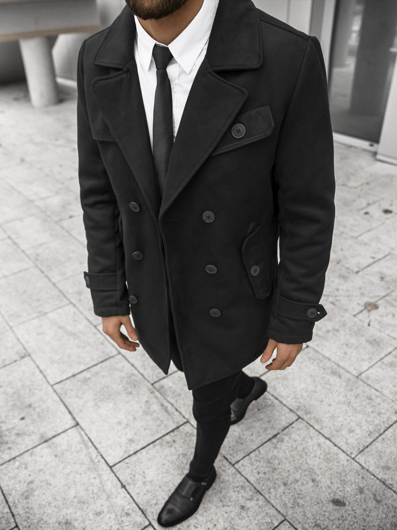 Płaszcz męski czarny OZONEE JS/79M3123Z