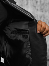 Kurtka skórzana męska ramoneska czarna OZONEE JS/11Z8067