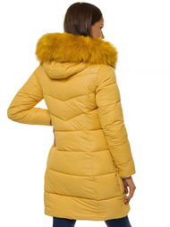 Kurtka zimowa damska parka z futerkiem jasno-camelowa OZONEE O/SW028/46