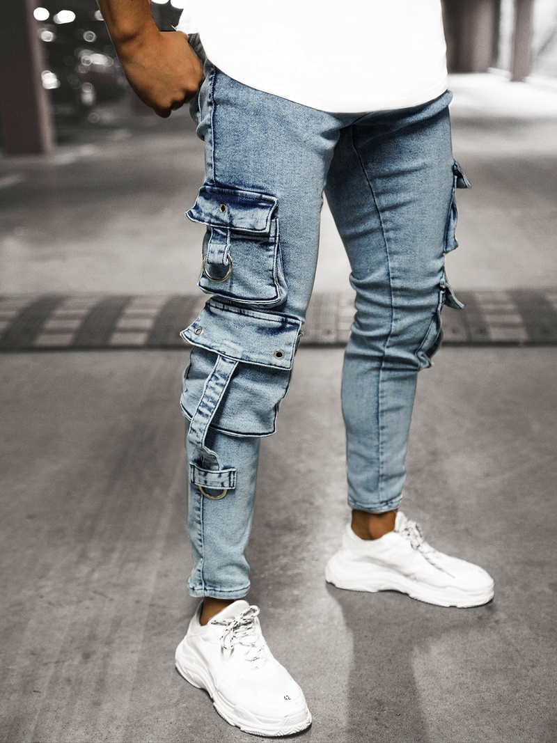 Spodnie jeansowe męskie jasno-niebieskie OZONEE O/B5961