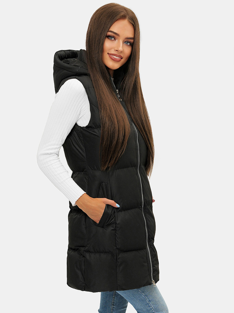 Стьобаний жіночий жилет чорний OZONEE JS/M721/392