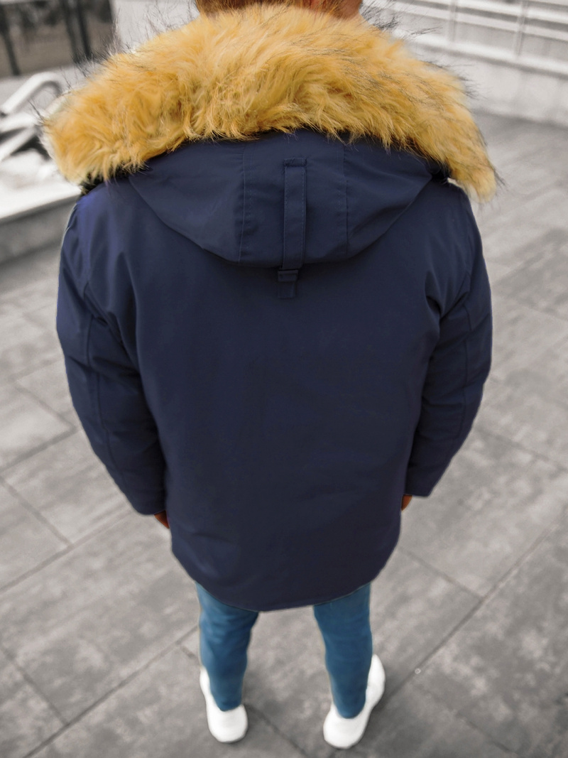 Kurtka zimowa męska parka z futerkiem granatowa OZONEE JB/JP1173/2Z