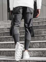 Spodnie męskie chino joggery szare OZONEE G/11133