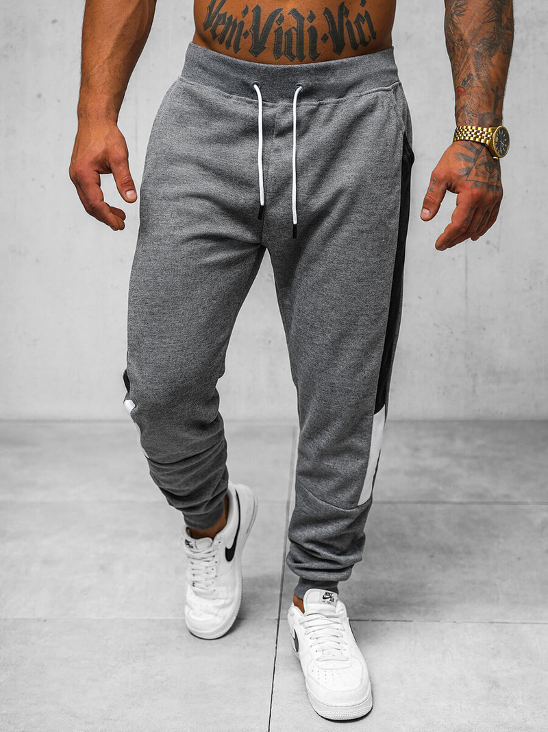 Spodnie dresowe męskie grafitowe OZONEE JS/8K211