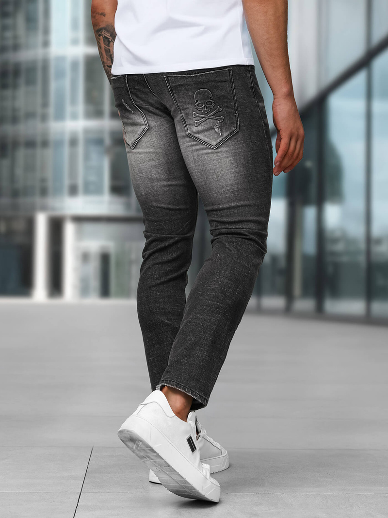 Spodnie jeansowe męskie slim fit czarne OZONEE NB/MP0070NZ