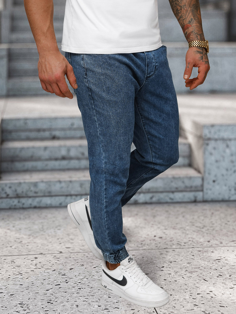 Spodnie jeansowe joggery męskie niebieskie OZONEE NB/MP0272BS