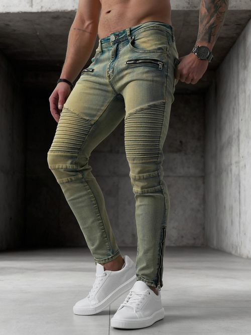 Spodnie jeansowe męskie slim fit niebieskie OZONEE O/EM8951