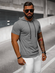T-shirt męski z kapturem grafitowy OZONEE JS/8T955/5
