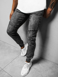 Spodnie jeansowe joggery męskie grafitowe OZONEE DR/TF126