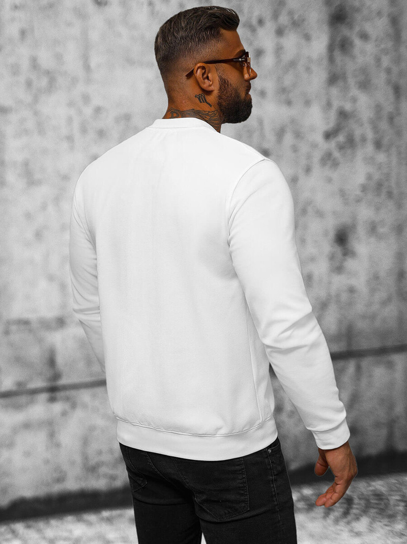 Bluza męska z kołnierzykiem biała OZONEE O/TB2203