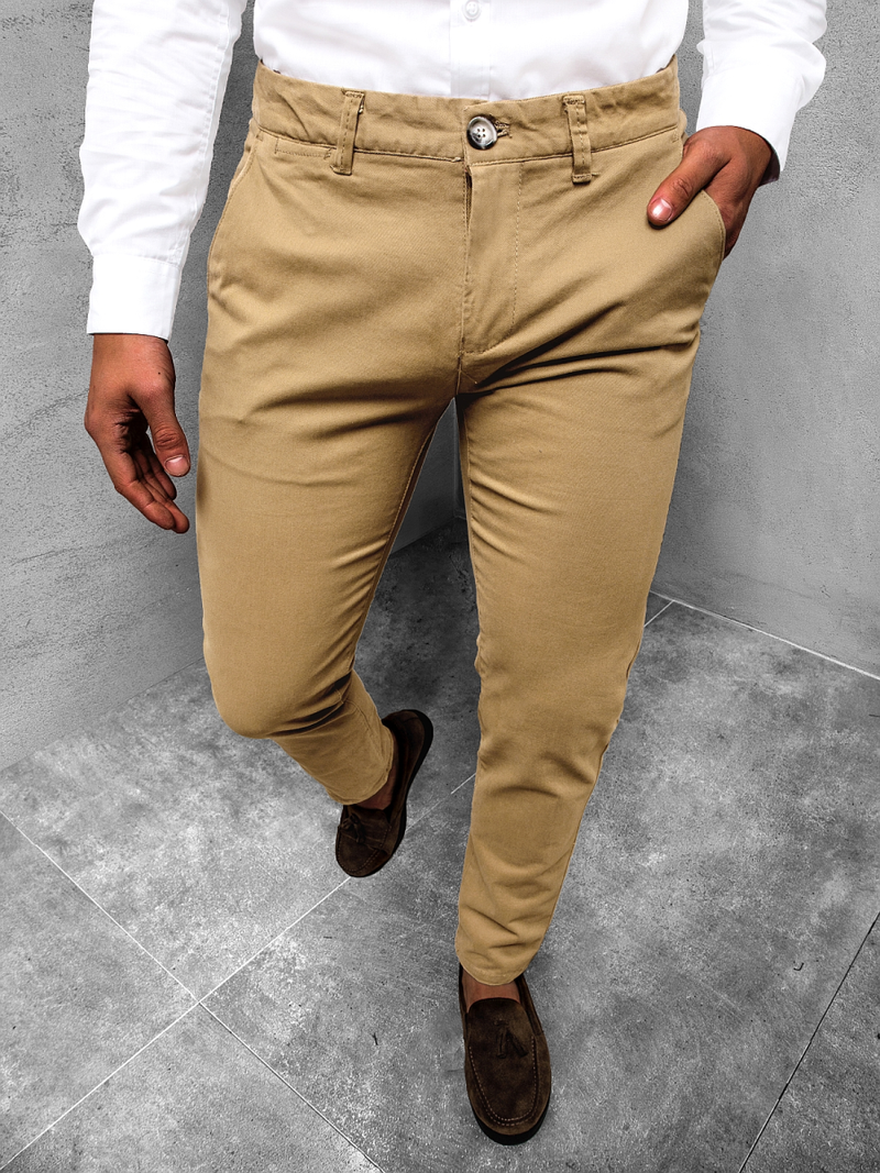 Spodnie chinosy męskie beżowe OZONEE JB/JP1143/11