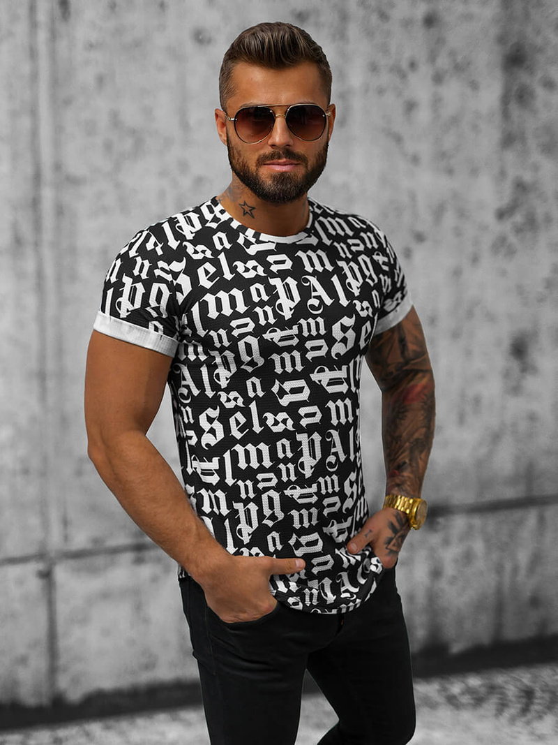 T-Shirt męski czarny OZONEE O/P1312