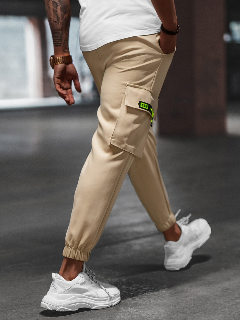 Spodnie męskie chino joggery beżowe OZONEE O/CP150Z