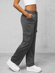 Spodnie damskie z szeroką nogawką grafitowe OZONEE O/HGM6616