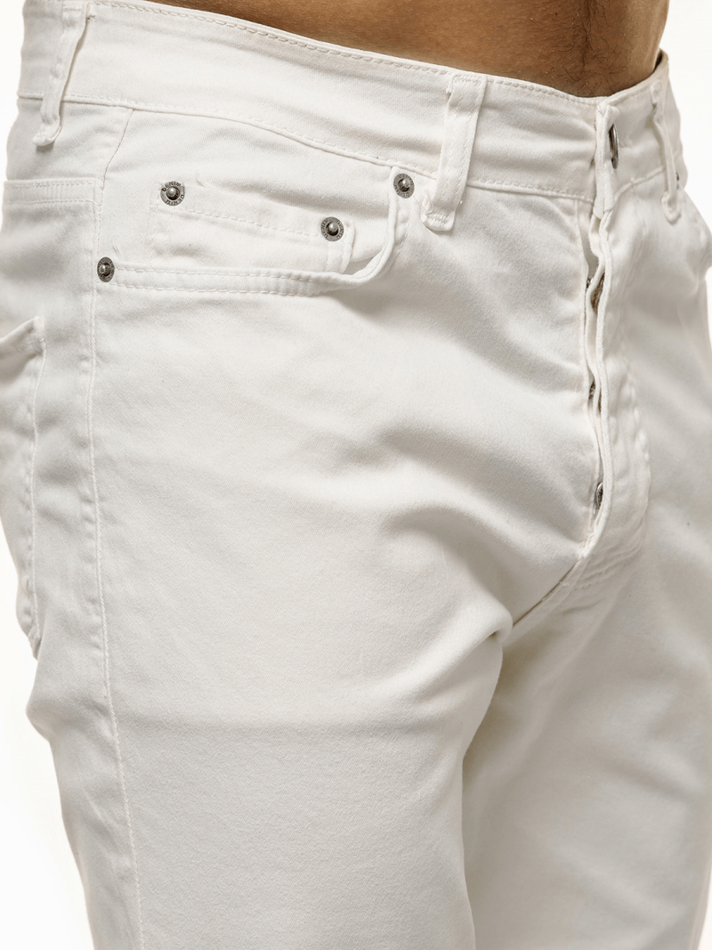 Spodnie męskie jeans jogger białe OZONEE O/4561