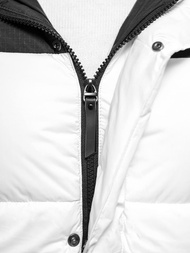 Kurtka zimowa męska pikowana biało-czarna OZONEE JS/31M5008