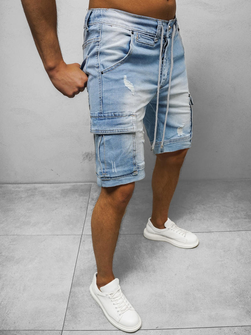 Spodenki męskie jeansowe jasnoniebieskie OZONEE NB/MP0039/1BC