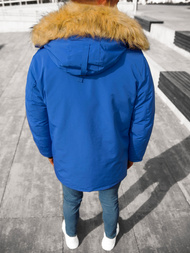 Kurtka zimowa męska parka z futerkiem niebieska OZONEE JB/JP1173/5Z