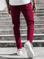 Spodnie męskie joggery bordowe OZONEE A/1003
