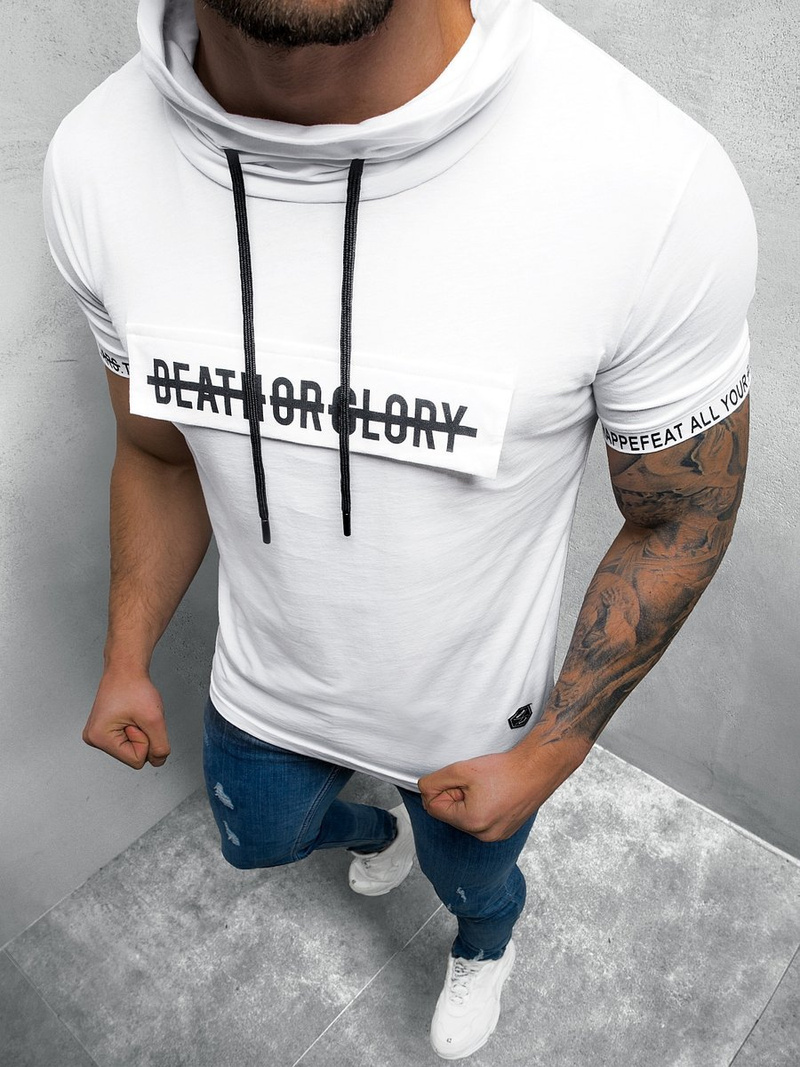 T-Shirt męski biały OZONEE MR/19109Z