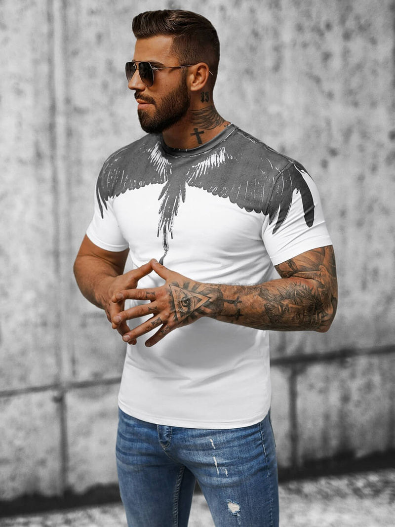 T-shirt męski slim fit biały OZONEE NB/MT3022