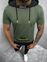 T-Shirt z kapturem męski khaki OZONEE MR/20178