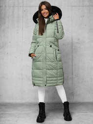 Kurtka zimowa damska długa pikowana miętowa OZONEE O/W377