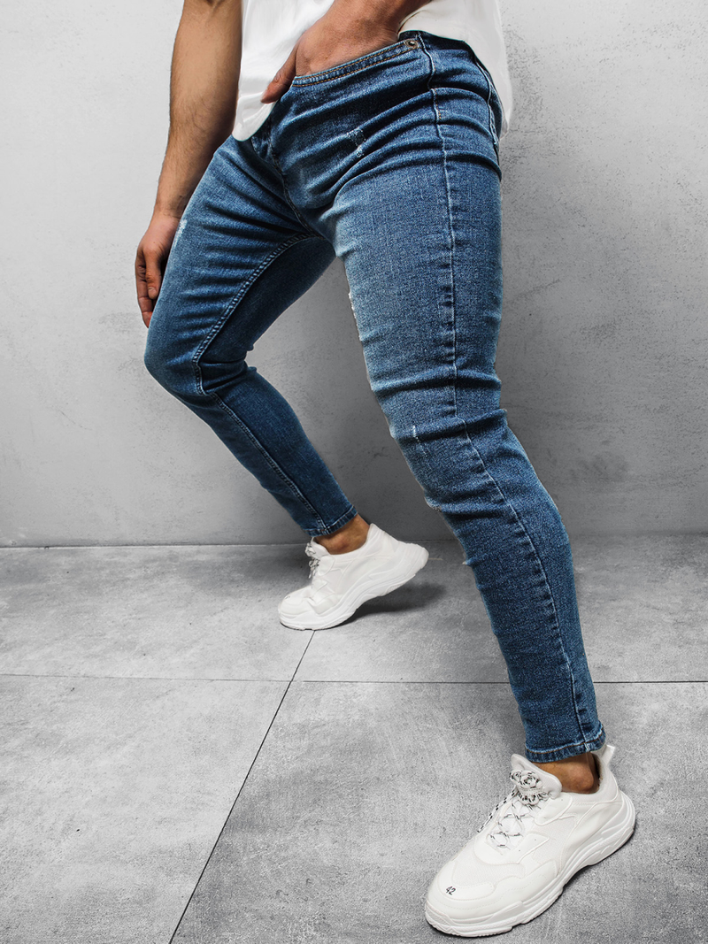 Spodnie jeansowe męskie ciemno-niebieskie OZONEE DP/697/1