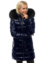 Kurtka zimowa damska parka z futerkiem granatowa OZONEE N/6357