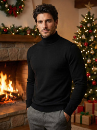 Sweter męski golf czarny OZONEE V/V24504Z