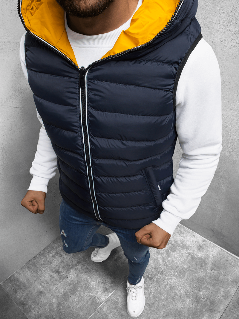 Kamizelka męska pikowana z kapturem granatowa OZONEE N/6878/2