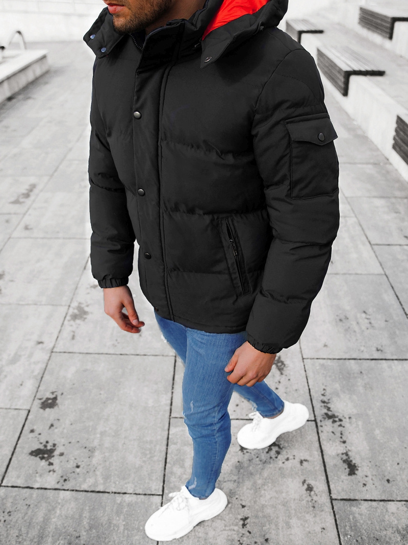 Kurtka zimowa męska pikowana czarna OZONEE JB/JP1163/6Z