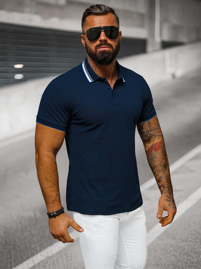 Футболка Поло Чоловіча Tемно-Cиня OZONEE O/DA719