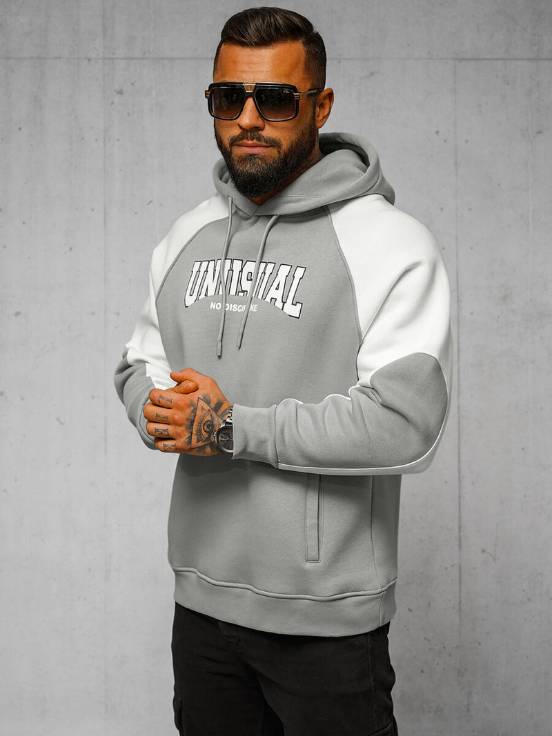 Bluza z kapturem oversize szara OZONEE O/SWE23027Z