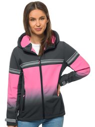 Kurtka softshell damska z kapturem grafitowo-różowa OZONEE JS/KSW6008